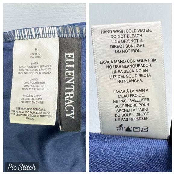 Ellen Tracy Fast & Fresh Surplice Navy Blue Multi Floral One Piece Swimsuit Sz 6 - Picture 7 of 12